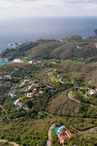 Aerial view of the coast in Careyes