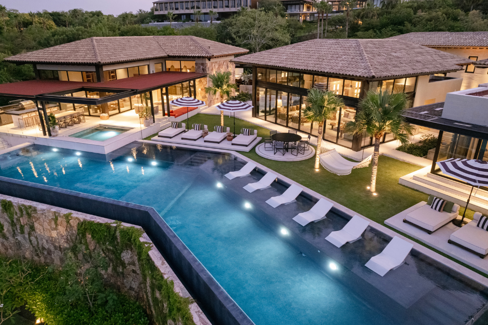 Beachfront estate Las Casitas in Punta Mita with direct access to the sand and outdoor lounge areas.