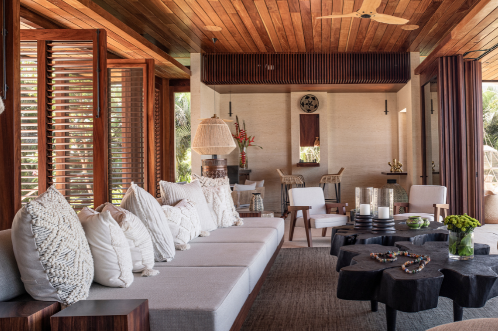 A beautifully set dining terrace at Casa Alum, a fully staffed villa in Mexico featuring an exceptional 6-person team and private chef.